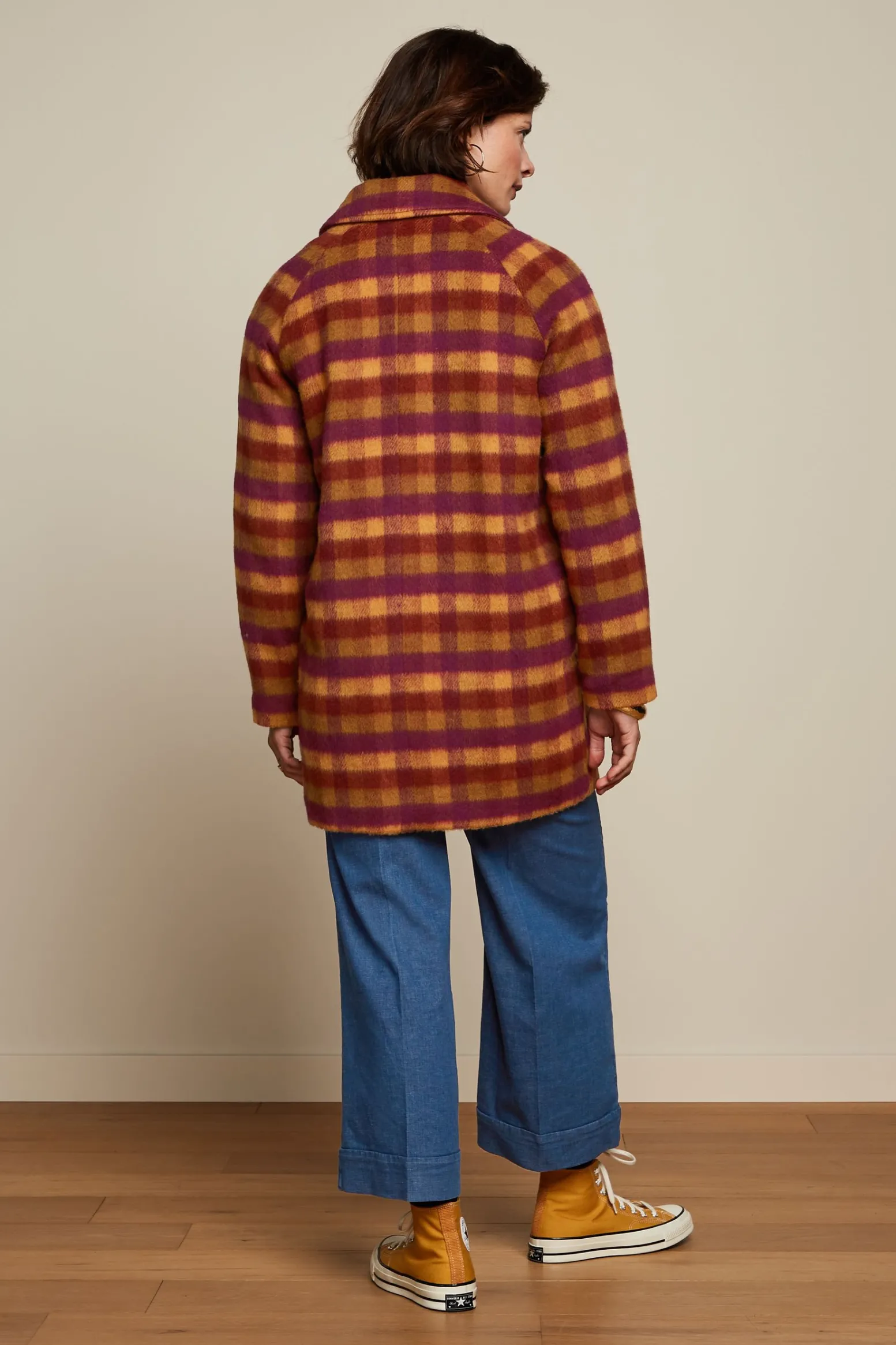King Louie Jassen & Blazers|Amelie Coat Wylde Check Pecan Brown