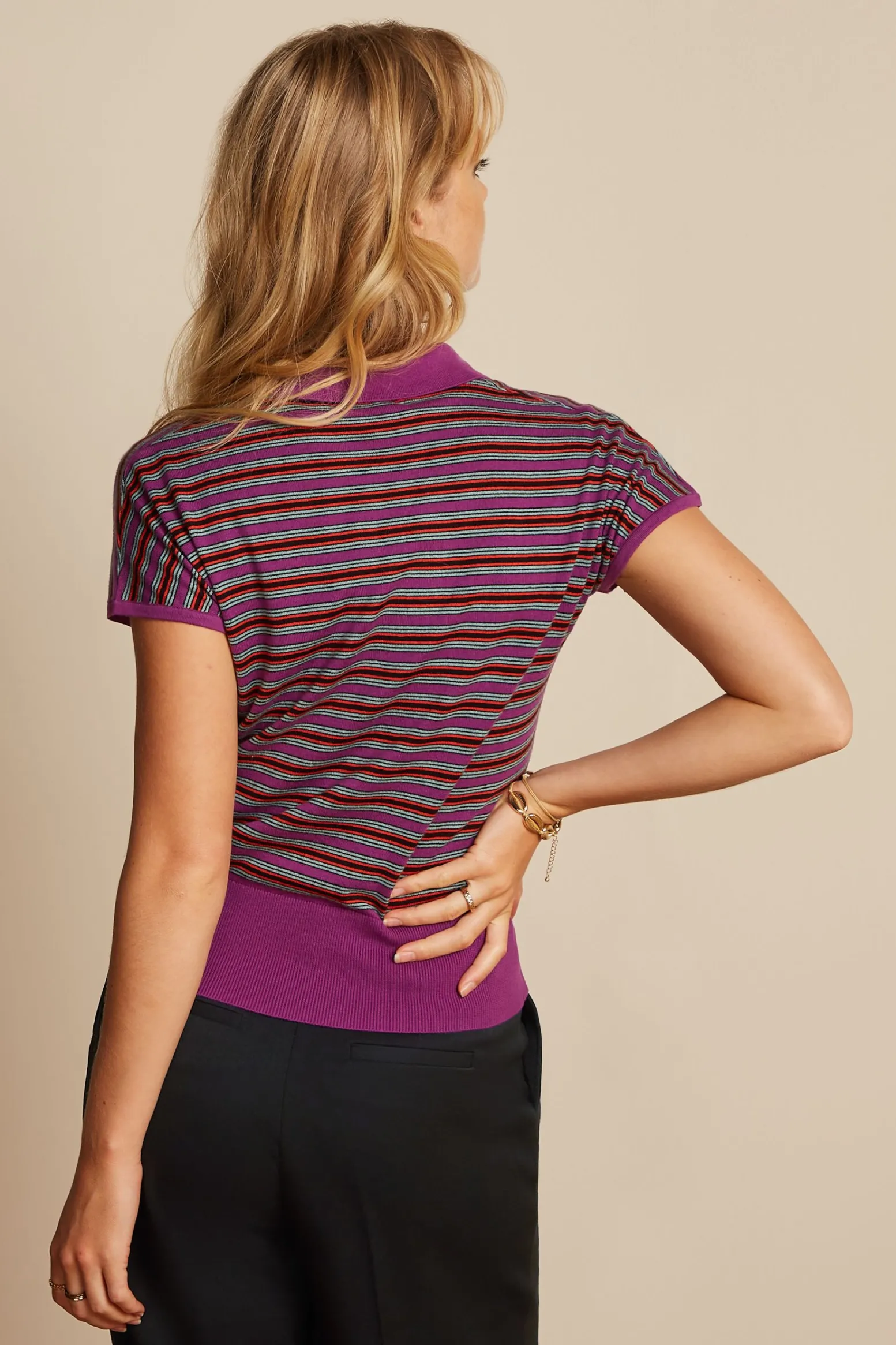 King Louie Tops & Shirts|Ann Polo Top Bee Stripe Sparkling Purple