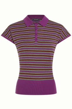 King Louie Tops & Shirts|Ann Polo Top Bee Stripe Sparkling Purple
