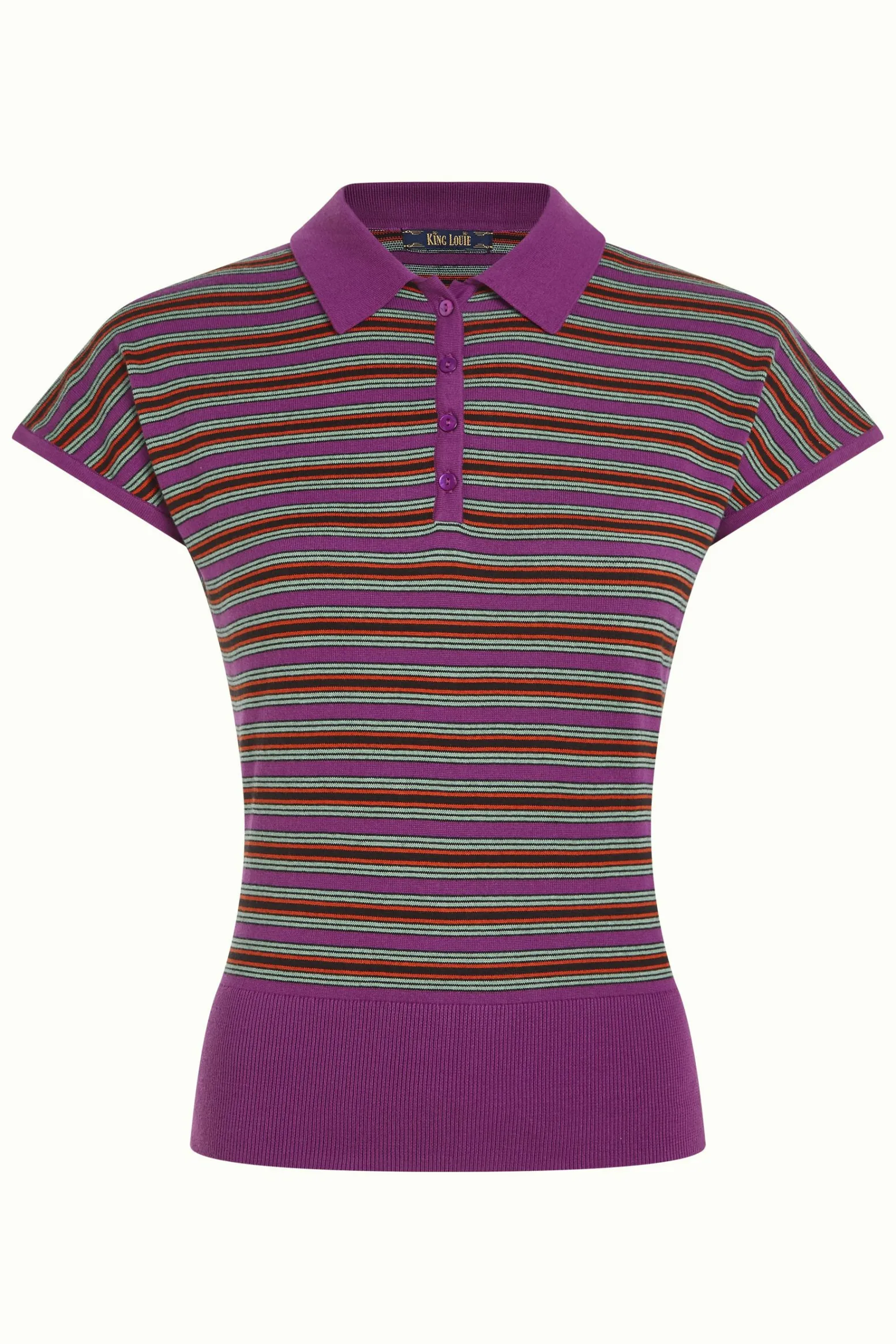 King Louie Tops & Shirts|Ann Polo Top Bee Stripe Sparkling Purple