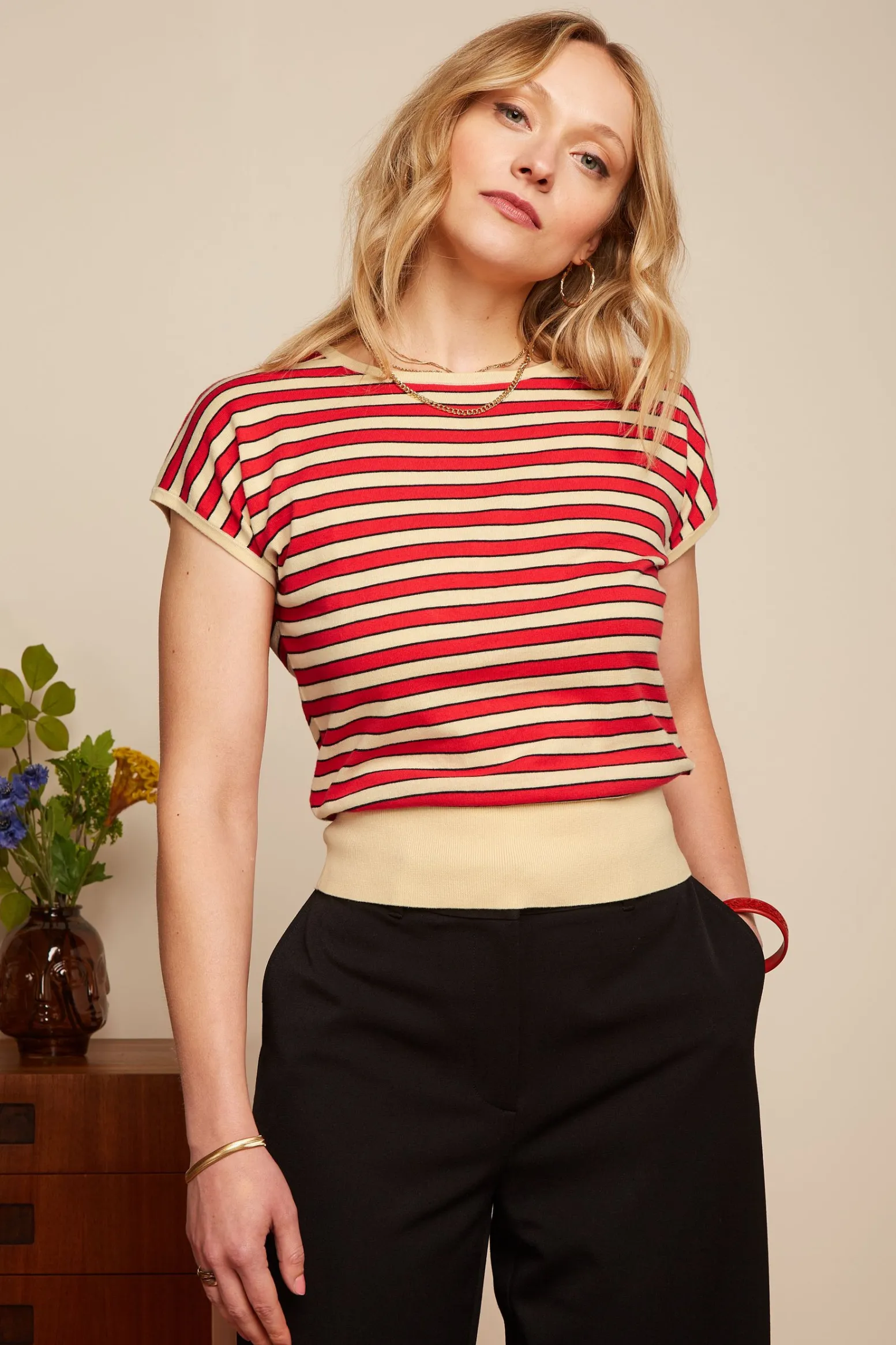 King Louie Tops & Shirts|Ann Top Port Stripe Fiery Red