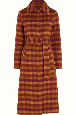 King Louie Jassen & Blazers|Arabella Coat Wylde Check Pecan Brown