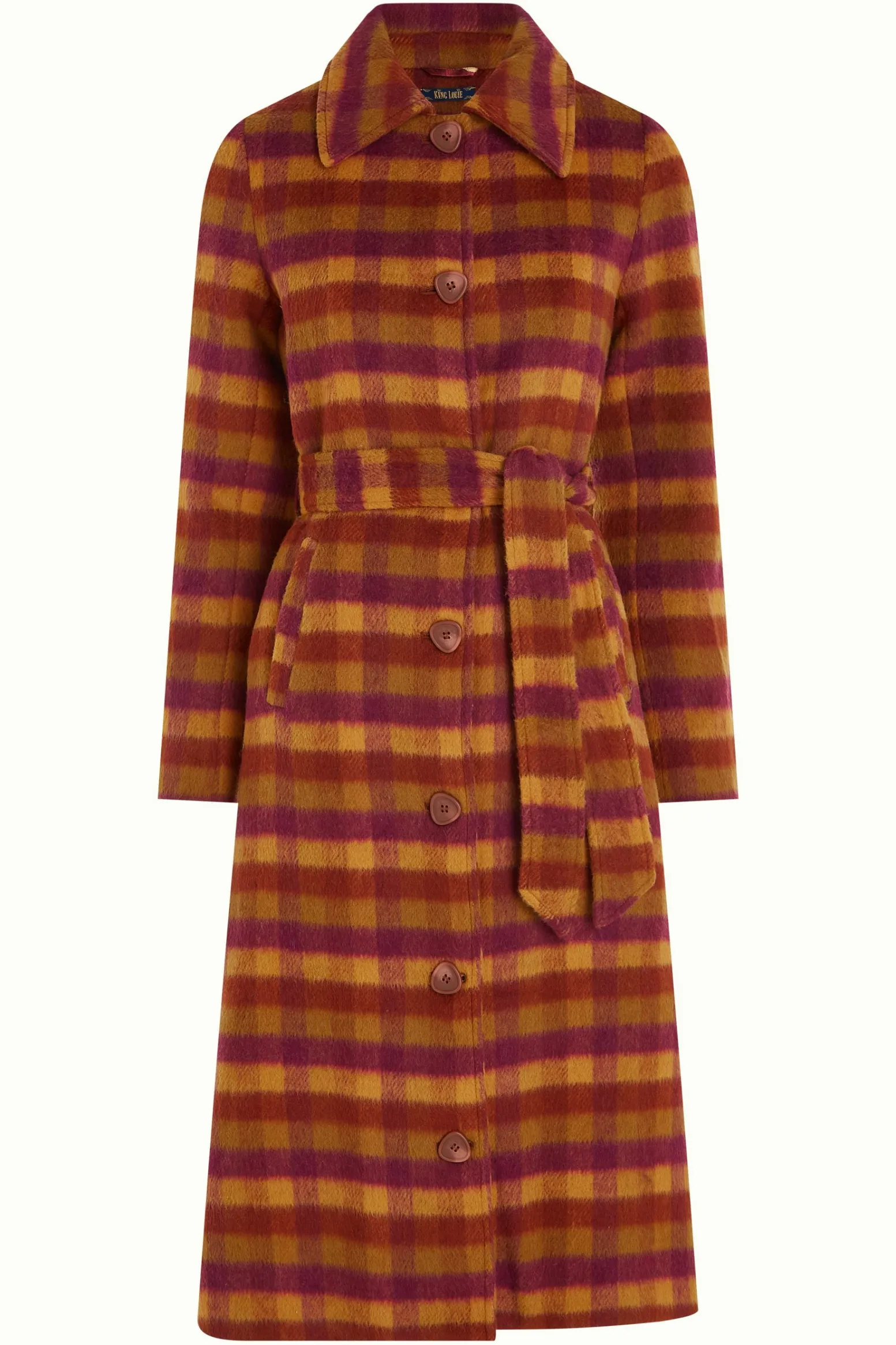 King Louie Jassen & Blazers|Arabella Coat Wylde Check Pecan Brown