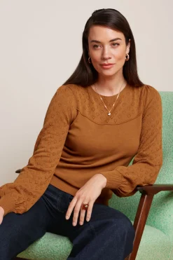 King Louie Tops & Shirts|Bell Yoke Top Heart Ajour Maple Orange