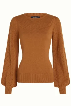 King Louie Tops & Shirts|Bell Yoke Top Heart Ajour Maple Orange