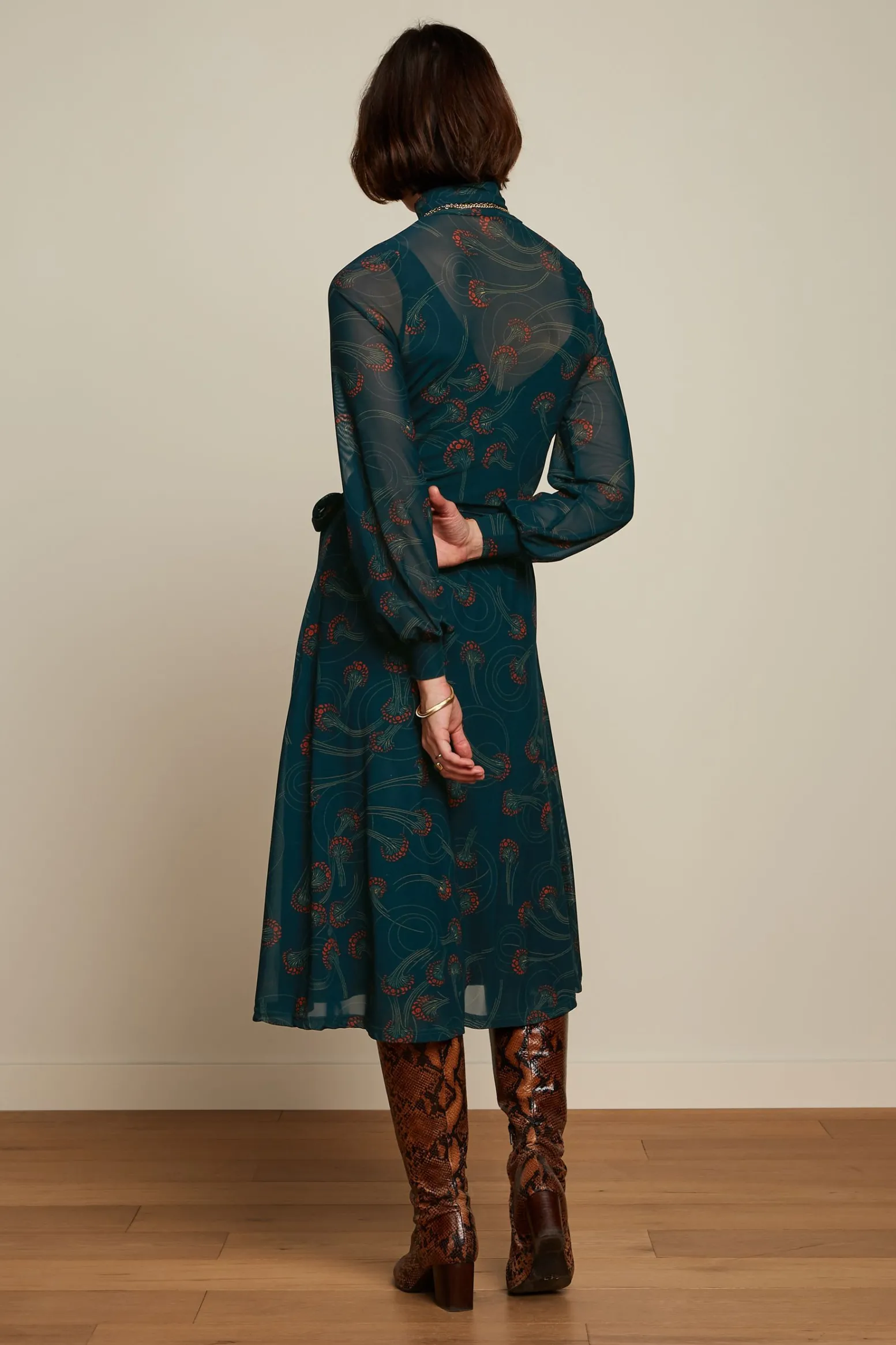 King Louie Jurken|Betsy Rollneck Dress Allure Pine Green
