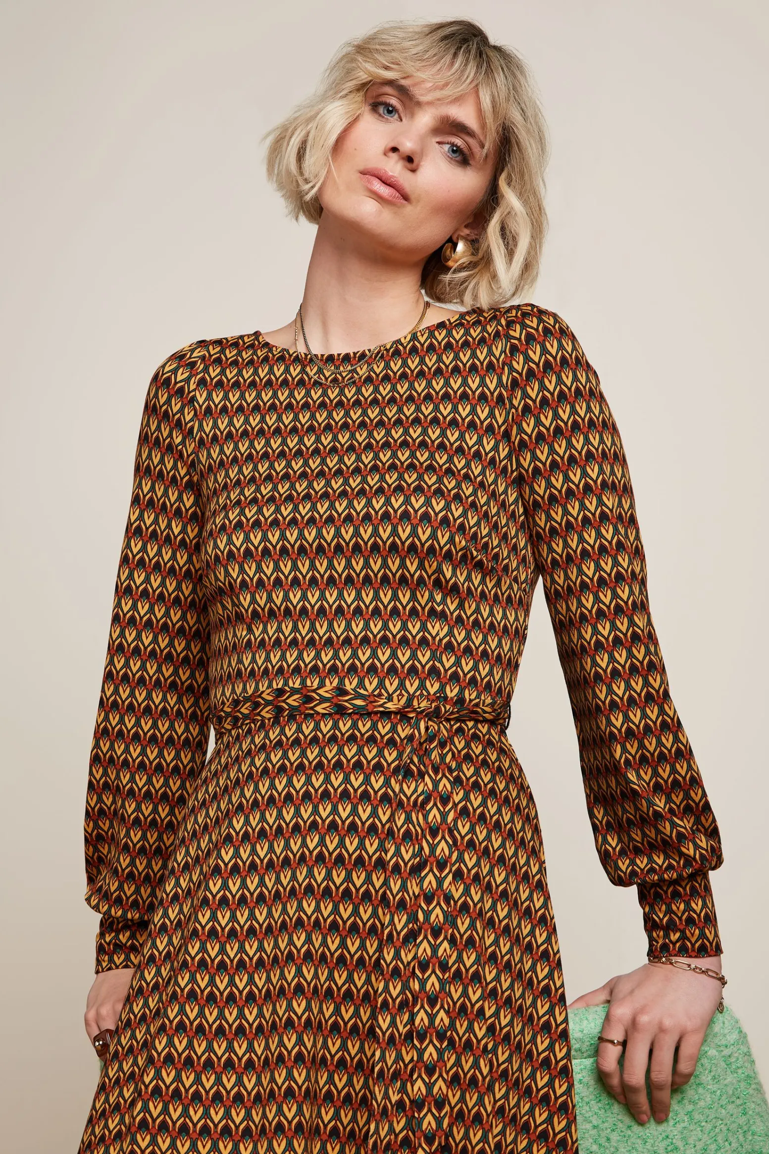 King Louie Jurken|Betty Bellsleeve Dress Dandy Black