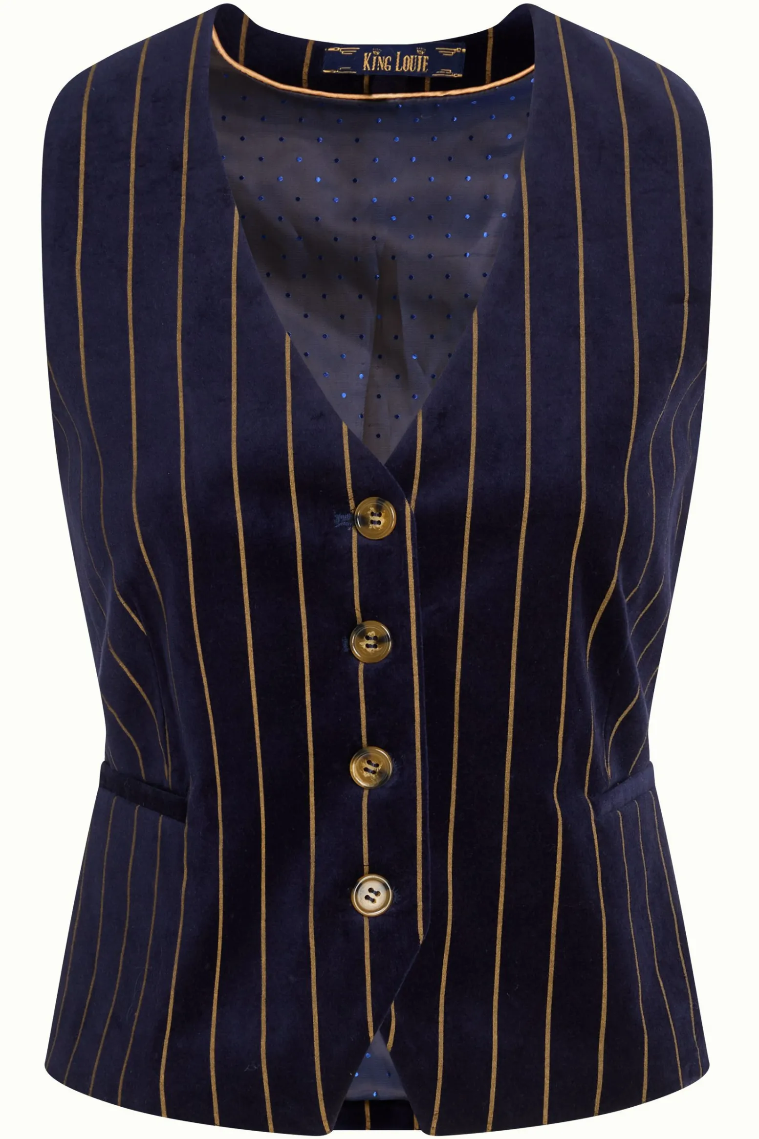 King Louie Tops & Shirts|Bianca Gilet Pinstripe Blue