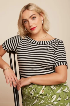King Louie Tops & Shirts|Boatneck Top Chopito Stripe Black
