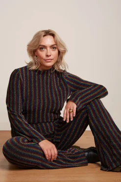King Louie Broeken|Border Flared Pants Alma Lurex Multi Color