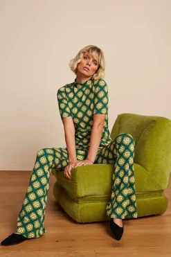King Louie Broeken|Border Flared Pants Kirby Para Green