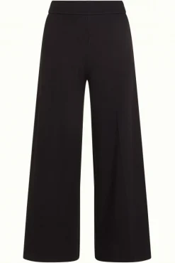 King Louie Broeken|Border Palazzo Cropped Pants Milano Crepe Black