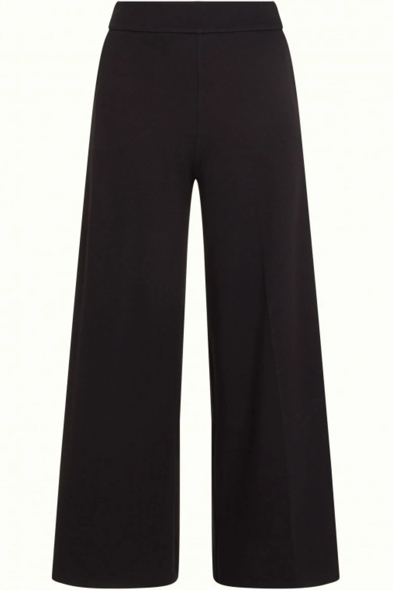 King Louie Broeken|Border Palazzo Cropped Pants Milano Crepe Black