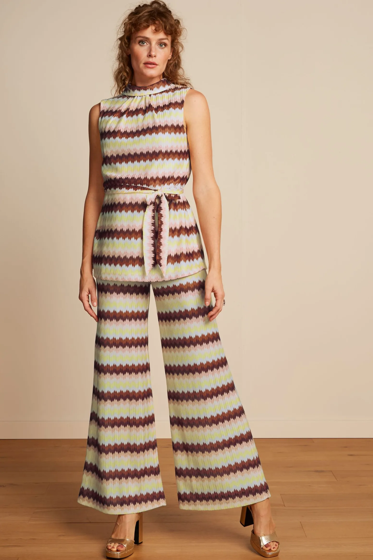 King Louie Broeken|Border Palazzo Pants Carmine Mock Orange