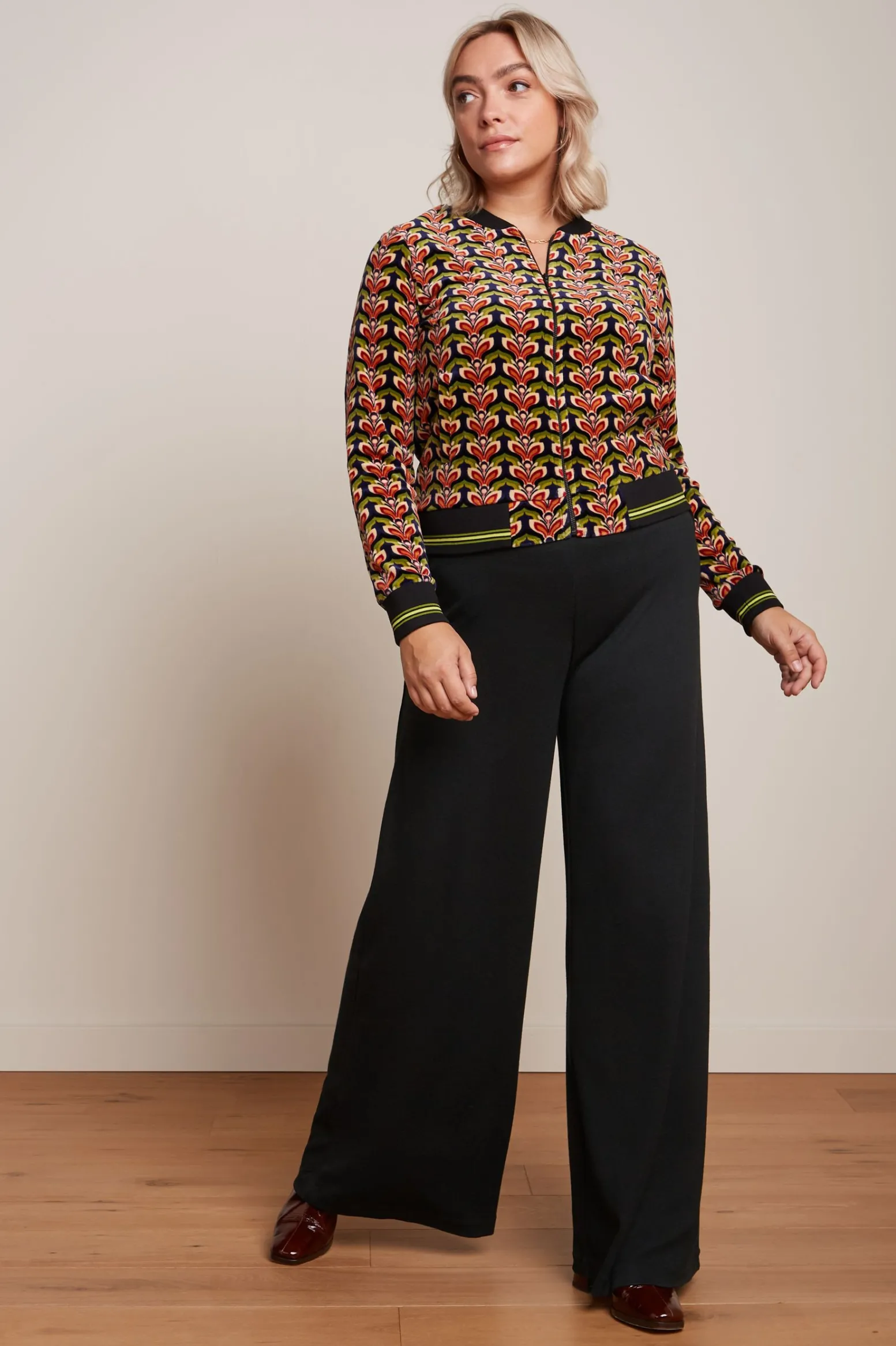 King Louie Broeken|Border Palazzo Pants Milano Crepe Black