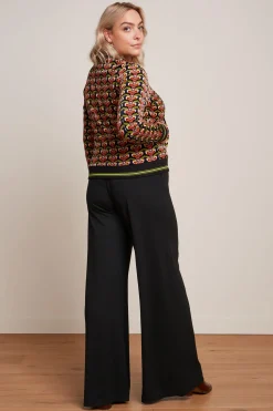 King Louie Broeken|Border Palazzo Pants Milano Crepe Black