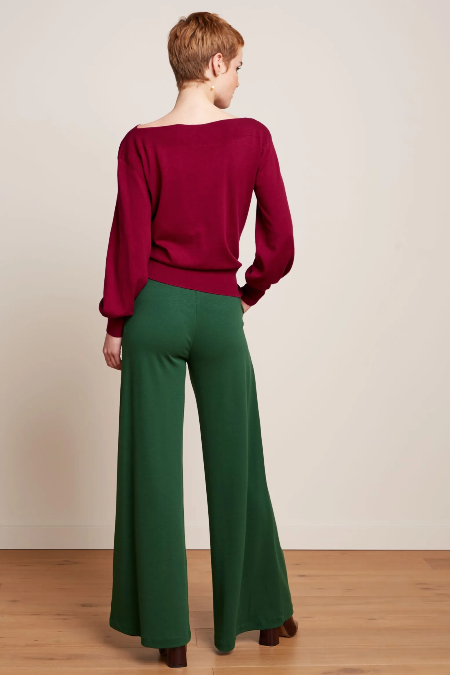King Louie Broeken|Border Palazzo Pants Milano Crepe Forest Green