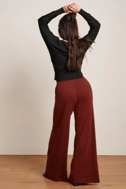 King Louie Broeken|Border Palazzo Pants Milano Crepe Sandelwood Brown