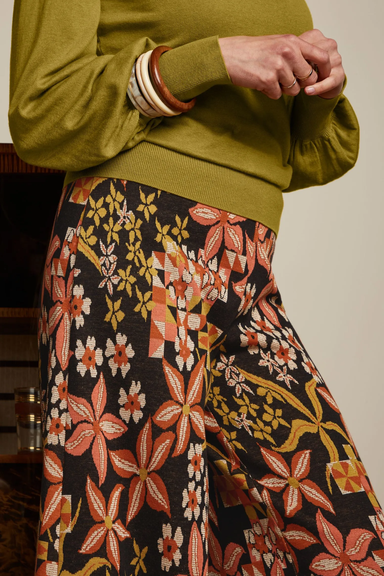 King Louie Broeken|Border Palazzo Pants Morgane Black