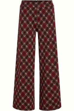 King Louie Broeken|Border Palazzo Pants Riley Jacquard Cabernet Red