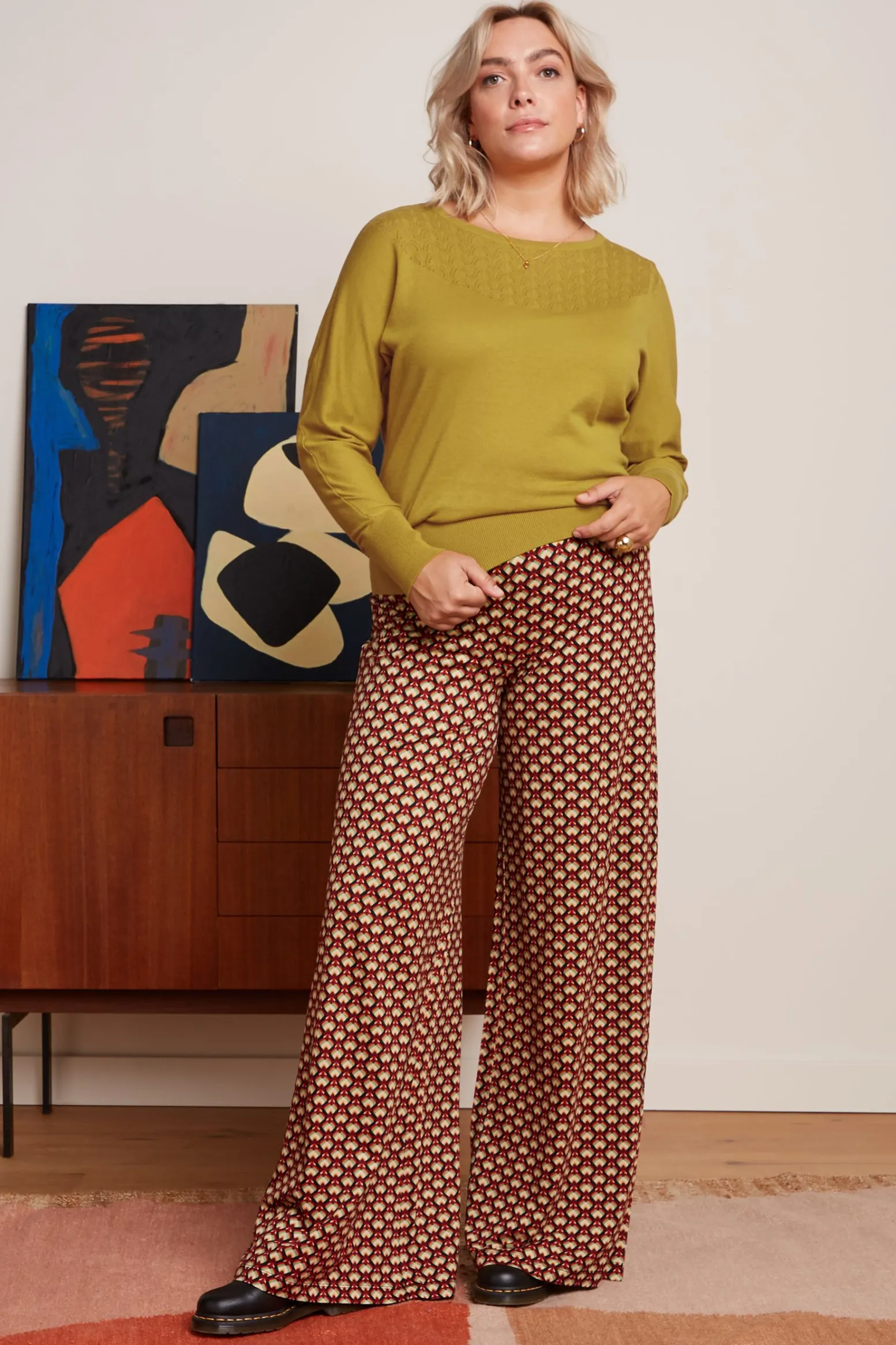 King Louie Broeken|Border Palazzo Pants Valet Cabernet Red