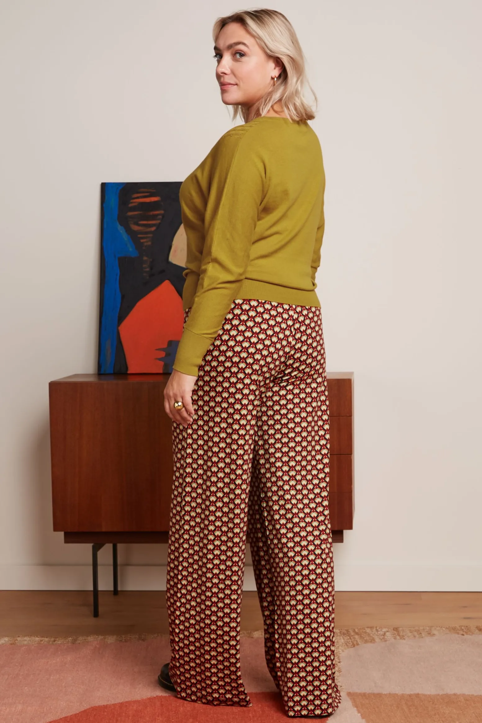 King Louie Broeken|Border Palazzo Pants Valet Cabernet Red