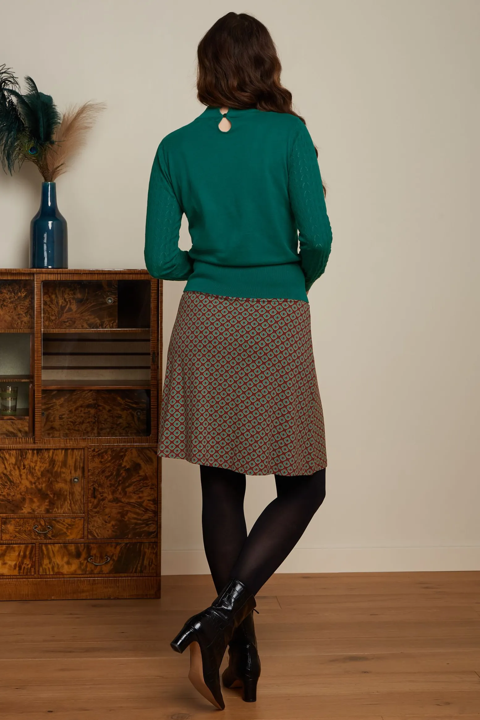 King Louie Rokken|Border Skirt Dusty Cabernet Red