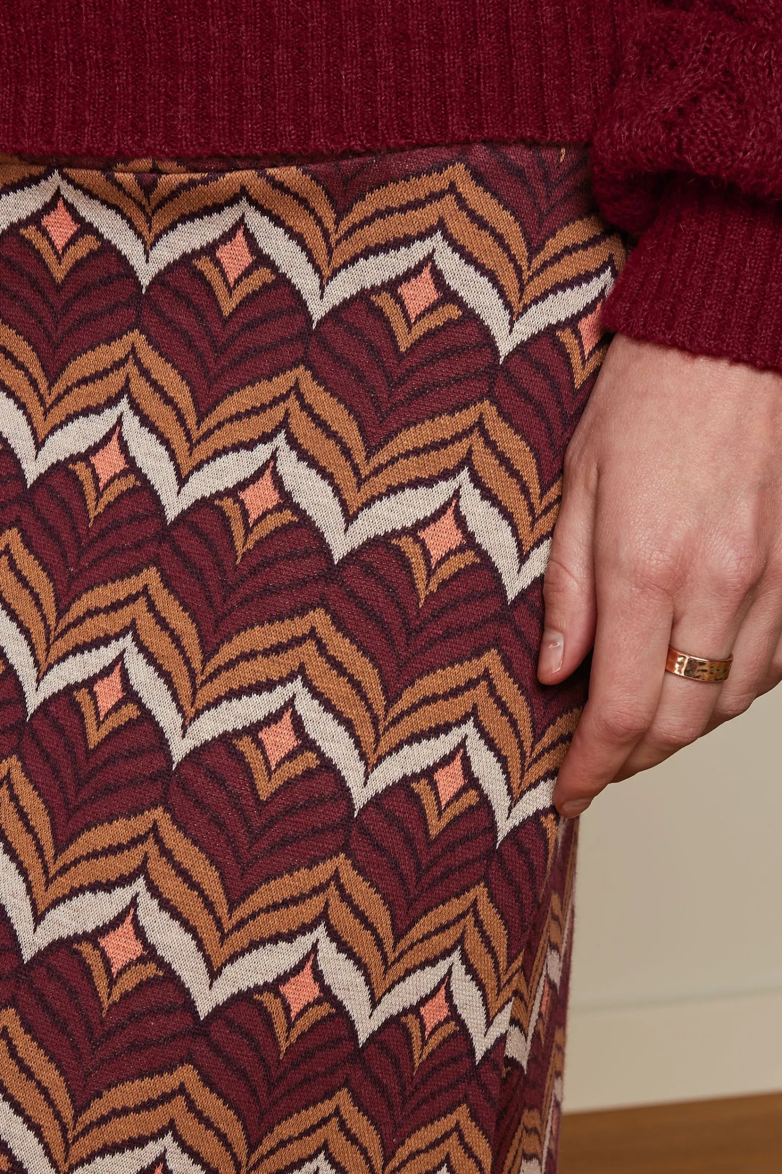 King Louie Rokken|Border Skirt Lounge Cabernet Red