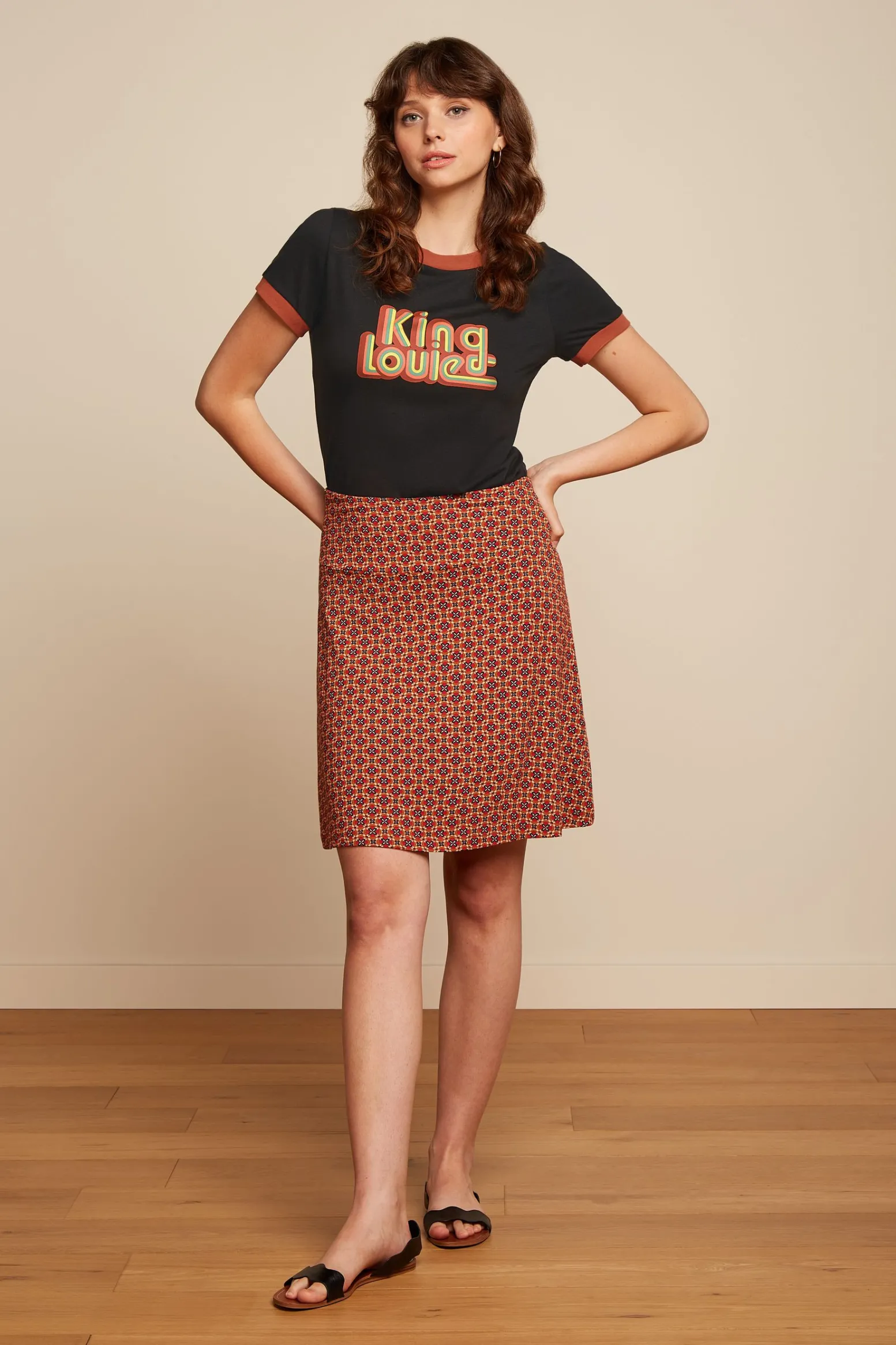 King Louie Rokken|Border Skirt Miro Jalapeno Red