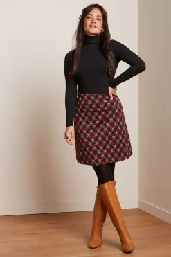 King Louie Rokken|Border Skirt Riley Jacquard Cabernet Red