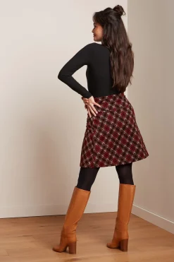 King Louie Rokken|Border Skirt Riley Jacquard Cabernet Red