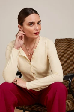 King Louie Vesten|Cardi Roundneck Cocoon Cream