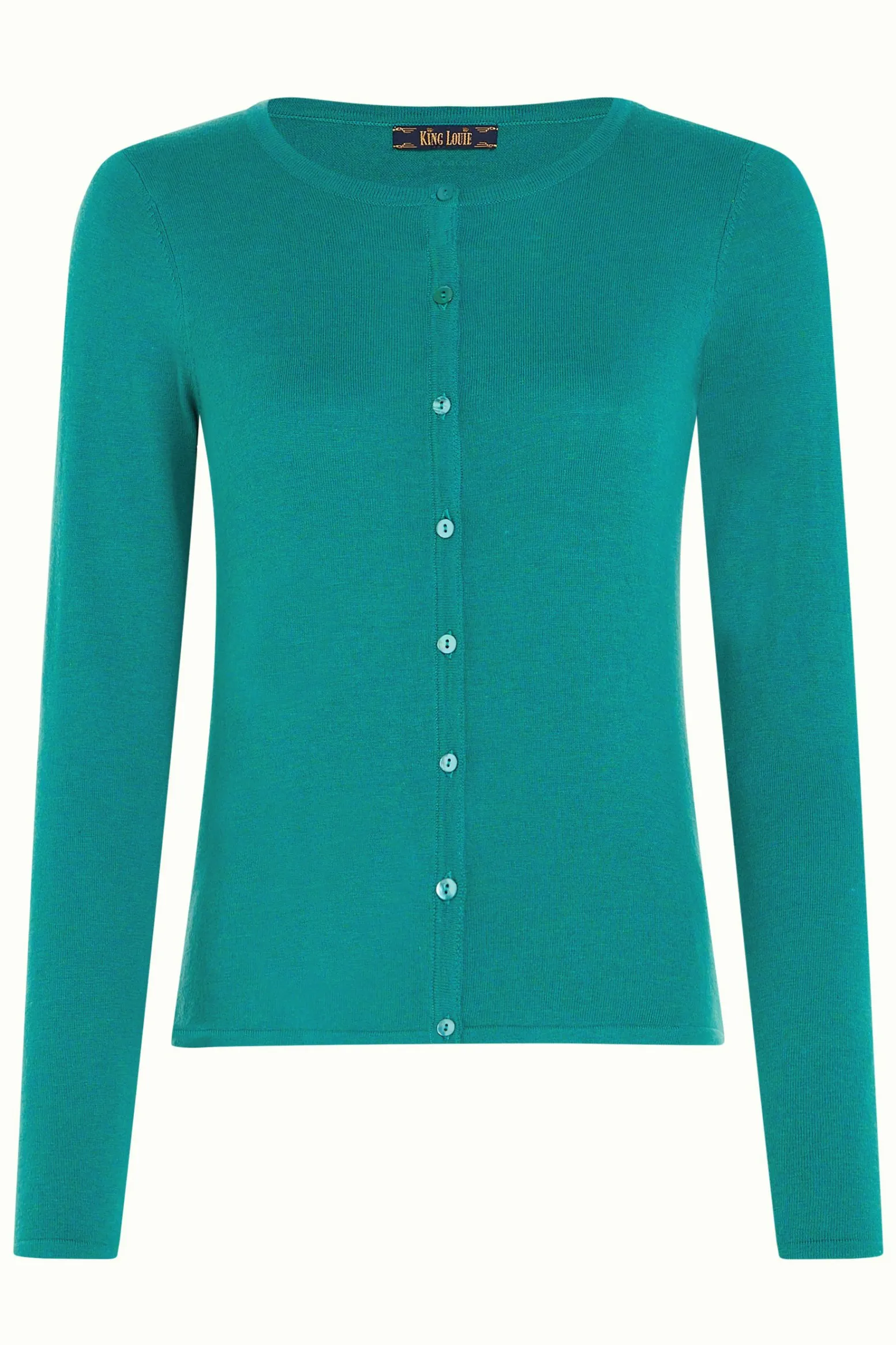 King Louie Vesten|Cardi Roundneck Cocoon Dark Aqua Green