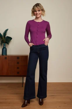 King Louie Vesten|Cardi Roundneck Cocoon Vivid Purple