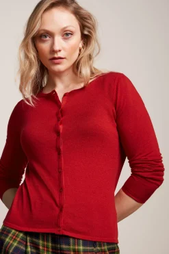 King Louie Vesten|Cardi Roundneck Cocoon Icon Red