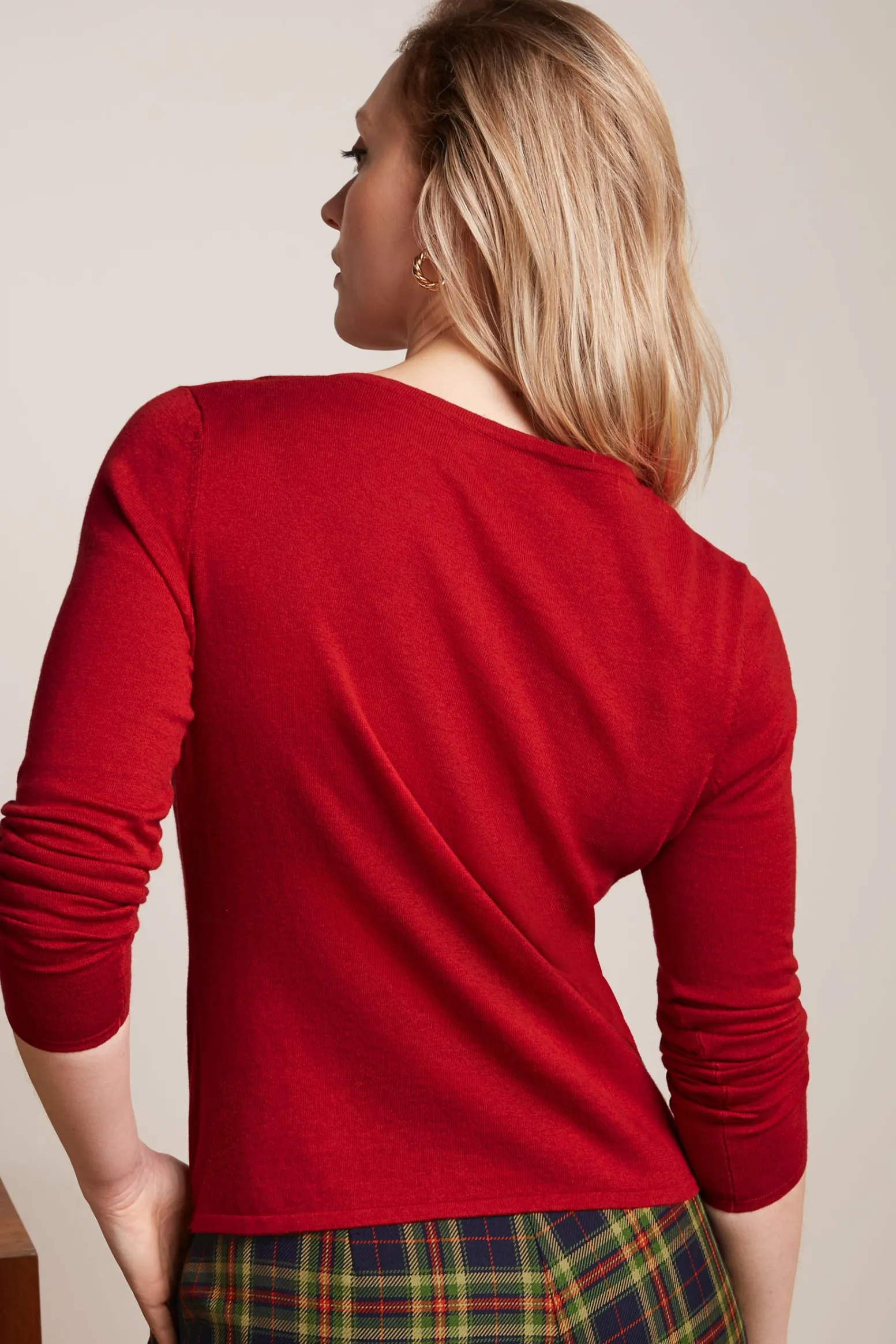 King Louie Vesten|Cardi Roundneck Cocoon Icon Red