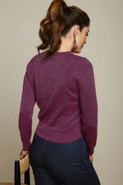 King Louie Vesten|Cardi Roundneck Lapis Caspia Purple
