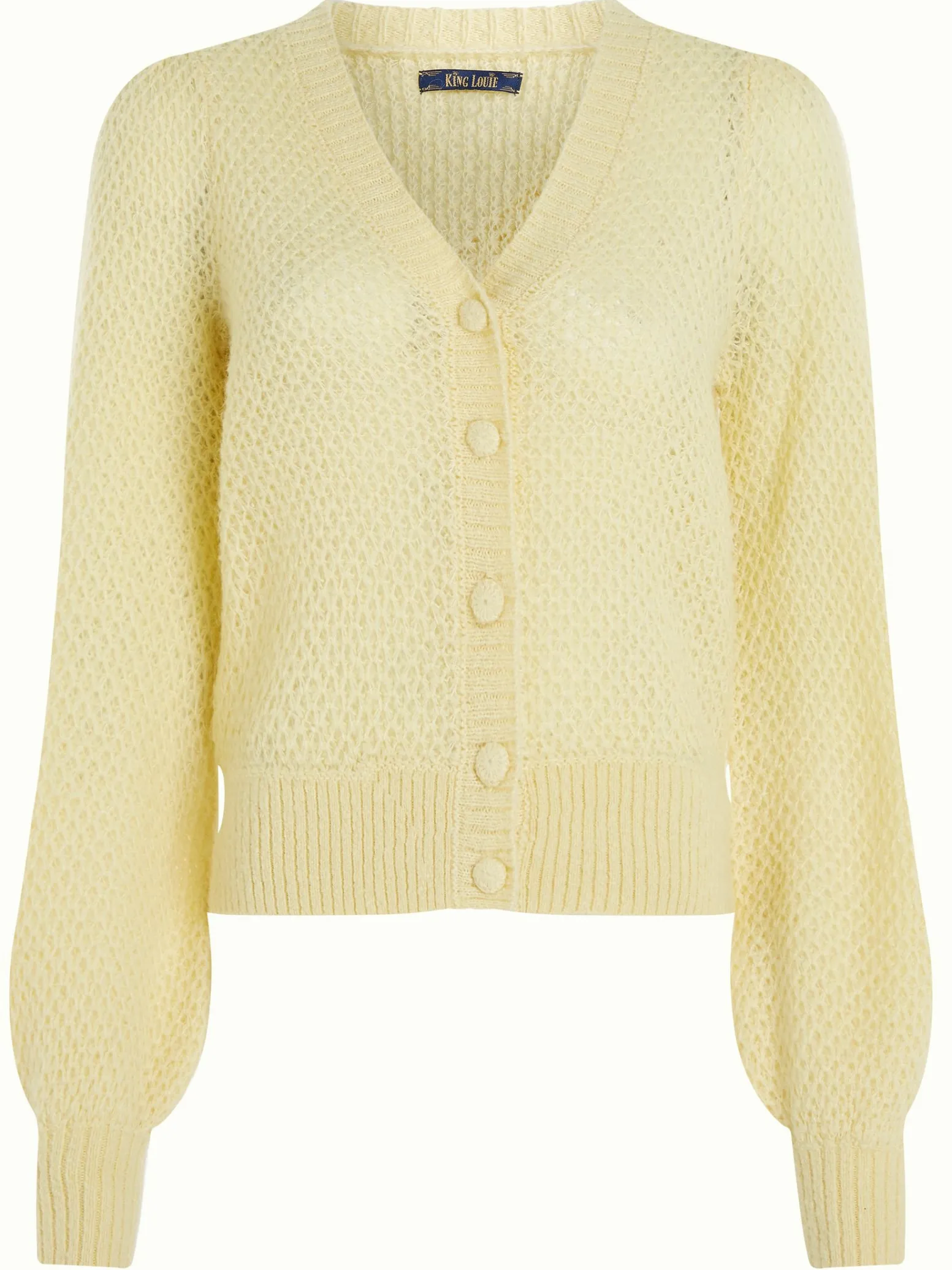 King Louie Vesten|Cardi V Farfalle Custard Yellow
