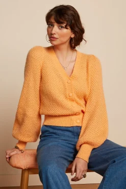 King Louie Vesten|Cardi V Farfalle Mock Orange