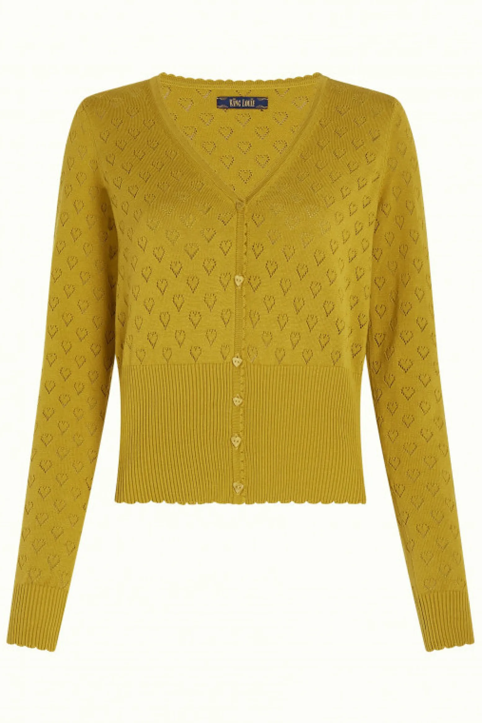 King Louie Vesten|Cardi V Heart Ajour Curry Yellow