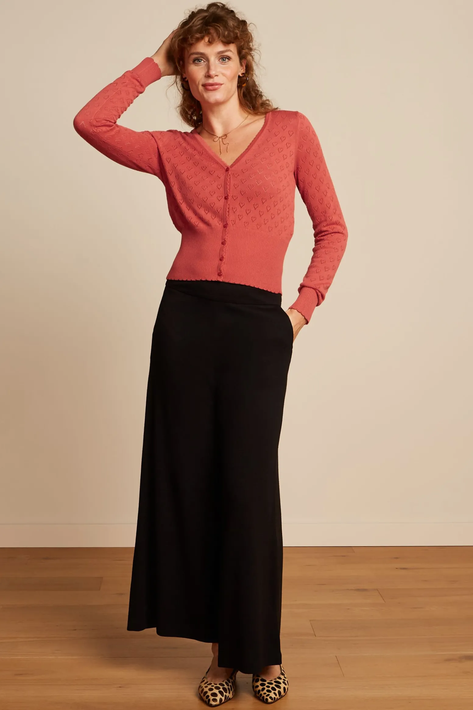 King Louie Vesten|Cardi V Heart Ajour Tweed Orange