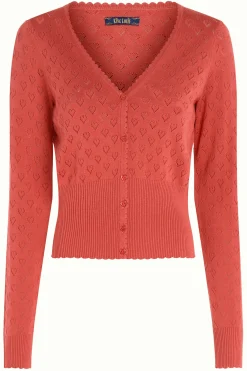 King Louie Vesten|Cardi V Heart Ajour Tweed Orange