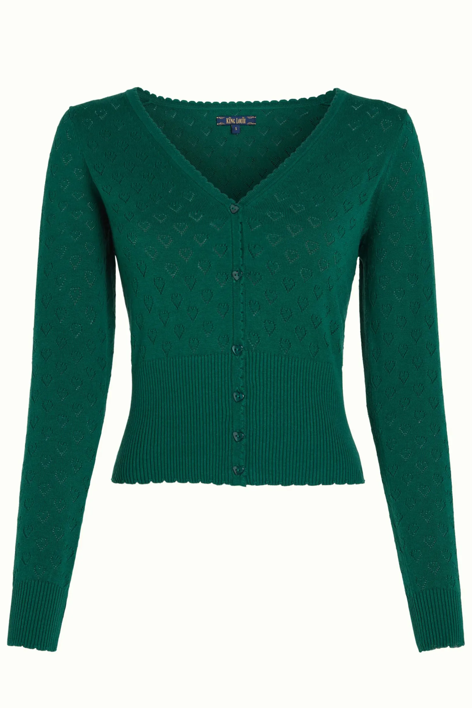 King Louie Vesten|Cardi V Heart Ajour BCI Peacock Green