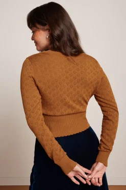 King Louie Vesten|Cardi V Heart Ajour BCI Maple Orange