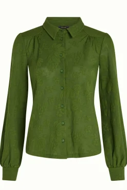 King Louie Blouses|Carina Blouse Buzz Jacquard Palm Green