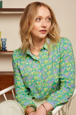 King Louie Blouses|Carina Blouse Cocktail Simply Green