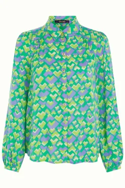 King Louie Blouses|Carina Blouse Cocktail Simply Green