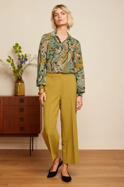 King Louie Blouses|Carina Blouse Frenzy Dusty Turquoise