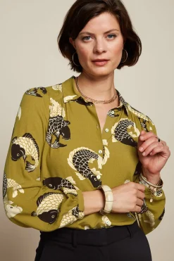 King Louie Blouses|Carina Blouse Koi Chartreuse Yellow