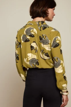 King Louie Blouses|Carina Blouse Koi Chartreuse Yellow